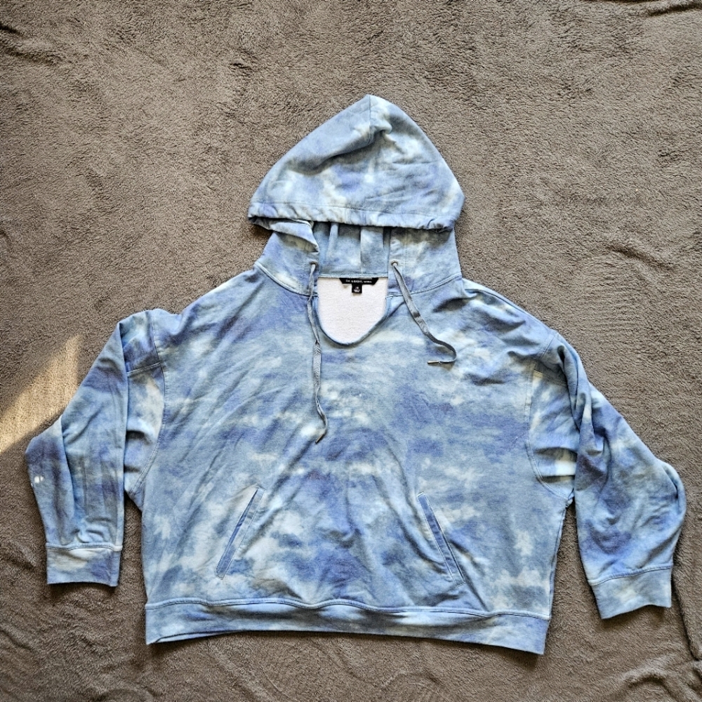 Zac and Rachel, plus size, Blue Tie-Dye Women's Hoodie